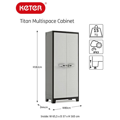 Keter Multipurpose Storage Cabinet Titan Black and Grey 182 cm