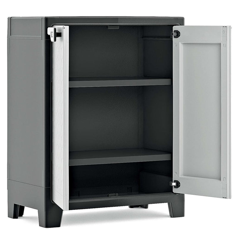 Keter Low Storage Cabinet Titan Black and Grey 100 cm