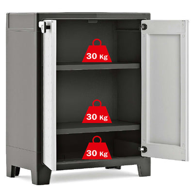 Keter Low Storage Cabinet Titan Black and Grey 100 cm