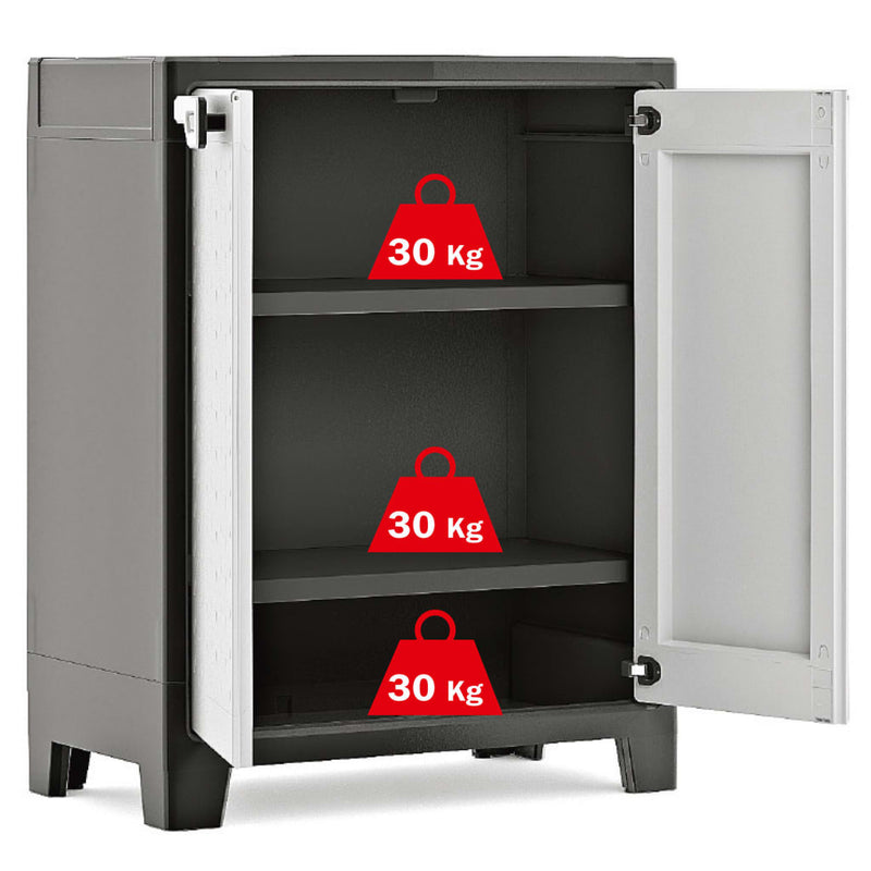 Keter Low Storage Cabinet Titan Black and Grey 100 cm