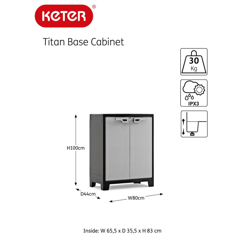 Keter Low Storage Cabinet Titan Black and Grey 100 cm