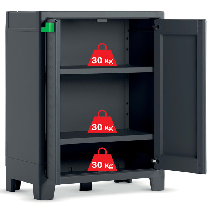 Keter Low Storage Cabinet Moby Graphite Grey 100 cm