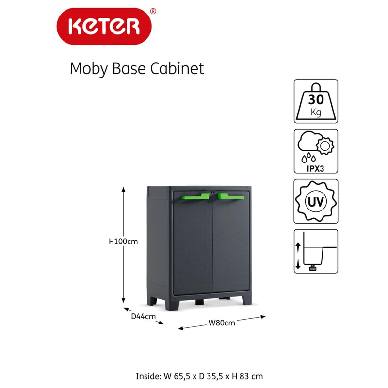 Keter Low Storage Cabinet Moby Graphite Grey 100 cm