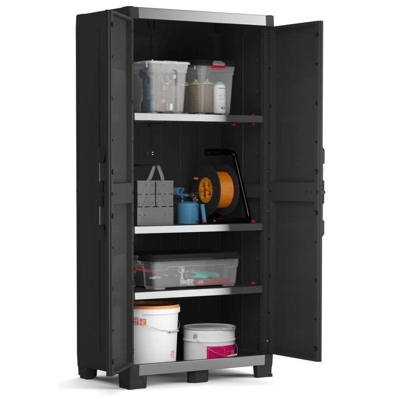 Keter Storage Cabinet with Shelves  Garage XL Black and Sliver 188 cm