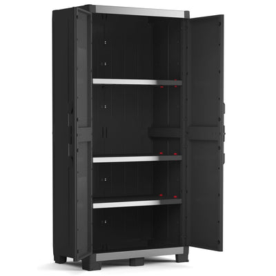 Keter Storage Cabinet with Shelves  Garage XL Black and Sliver 188 cm