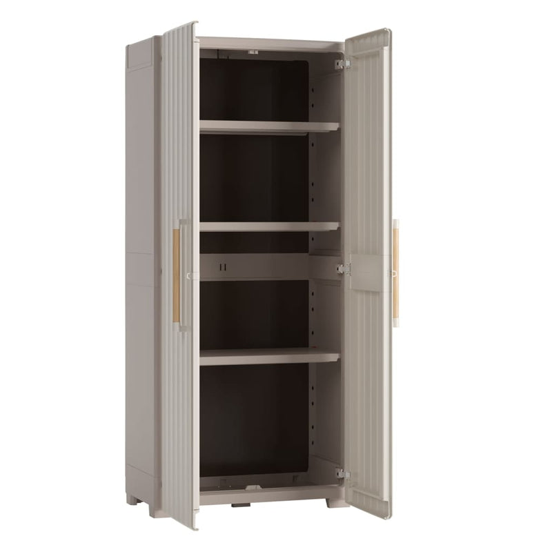 Keter Storage Cabinet with Shelves Groove Beige and Sand