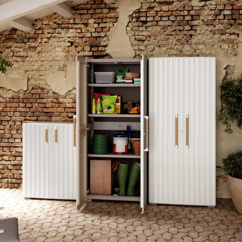 Keter Storage Cabinet with Shelves Groove Beige and Sand