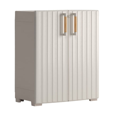 Keter Low Storage Cabinet Groove Beige and Sand