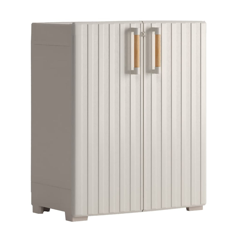 Keter Low Storage Cabinet Groove Beige and Sand