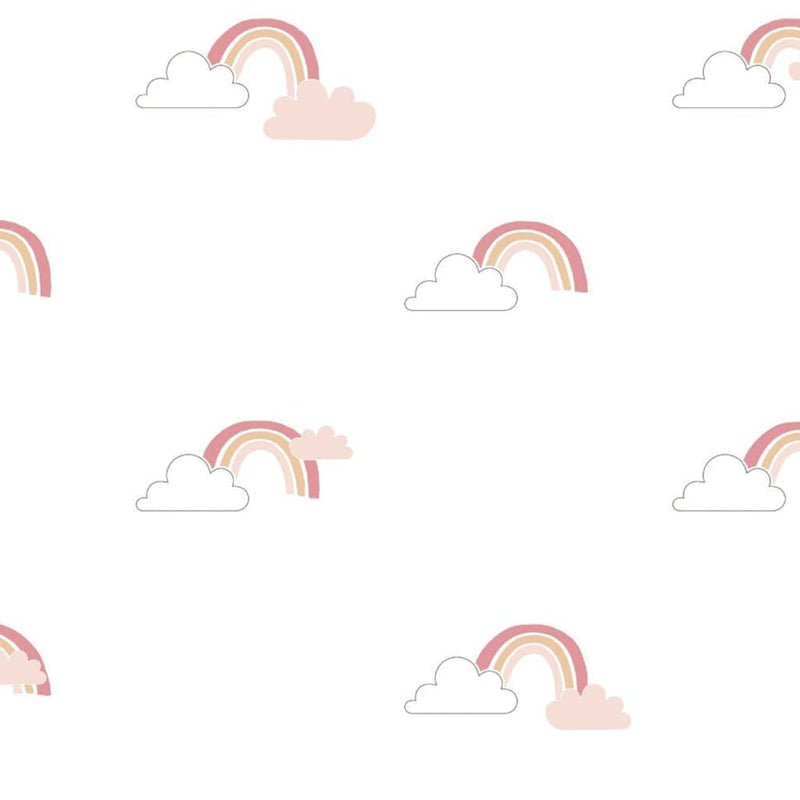 Noordwand Wallpaper Mondo baby Rainbows White and Pink