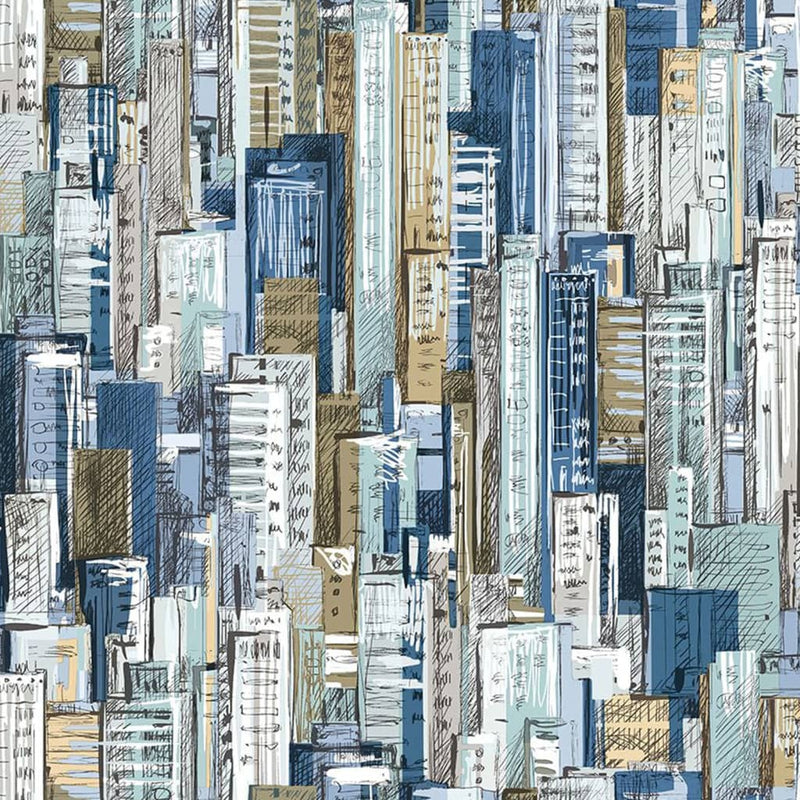 Noordwand Wallpaper Friends & Coffee Cities and Skyline Blue