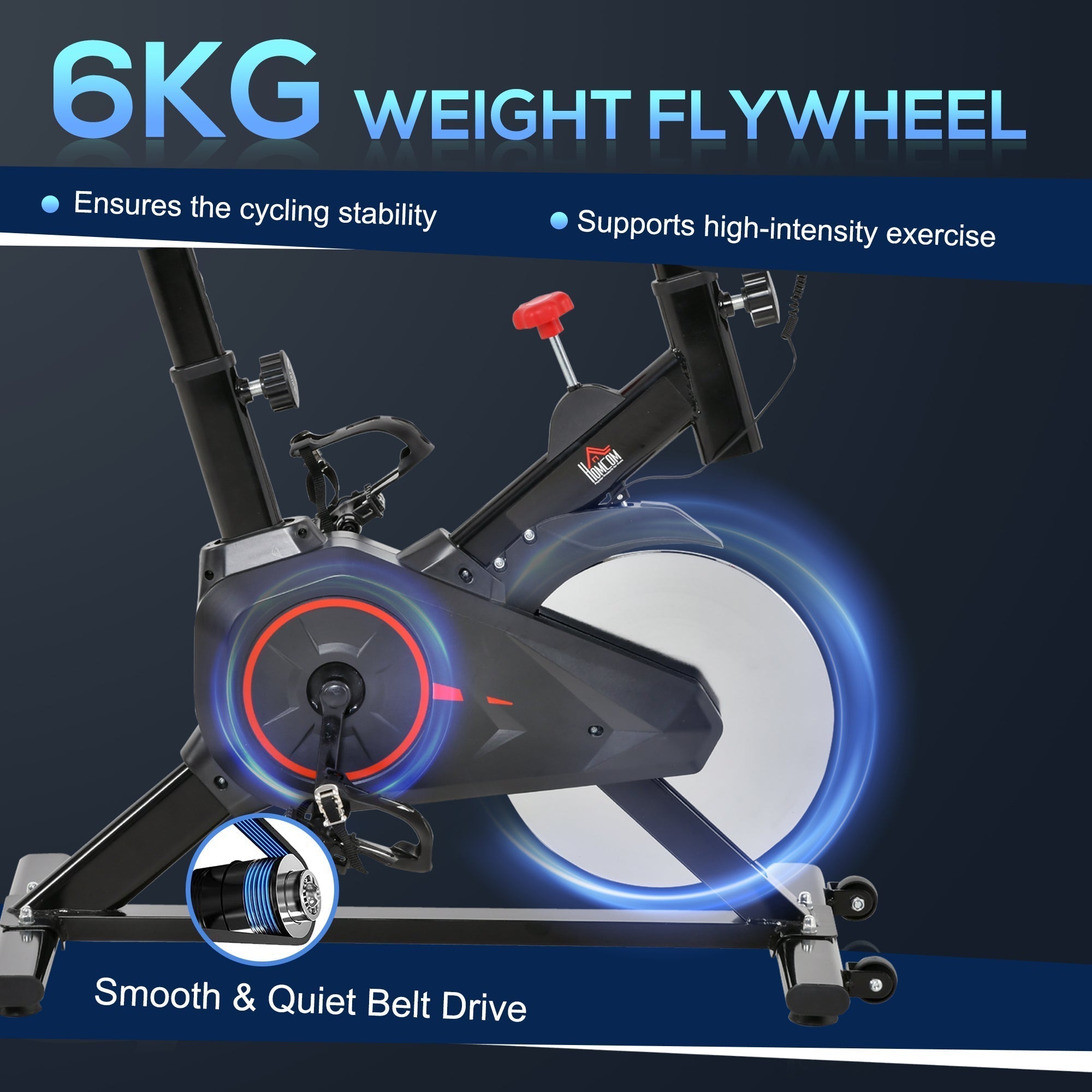 HOMCOM Indoor Upright Exercise Bike Machine, with Adjustable Seat, Resistance, Handlebar, LCD Display