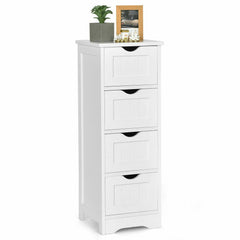 4 Drawers Bathroom Floor Cabinet with Curved Handle-White