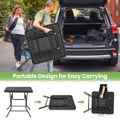 80 cm Square Folding Picnic Table 4-Person Patio Dining Table-Black
