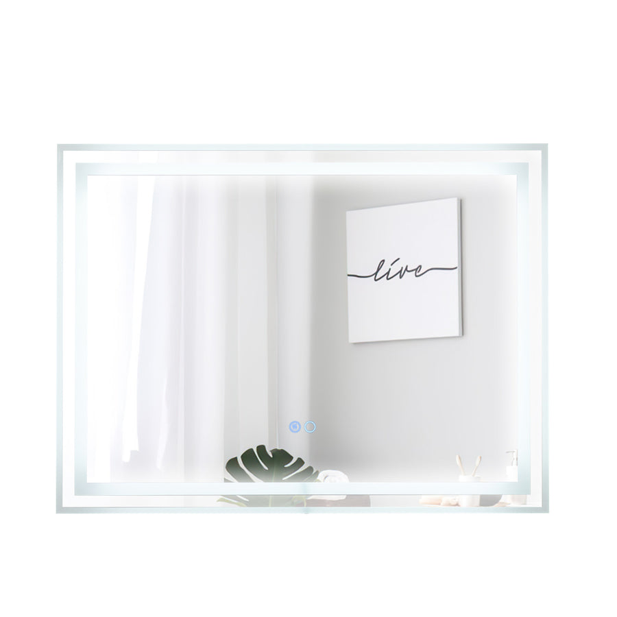 80 x 60 CM LED Bathroom Mirror with 3-Color Dimmable Lights