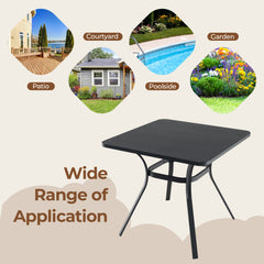 80cm Patio Metal Square Table for Dining with 4 Curved Legs-Grey