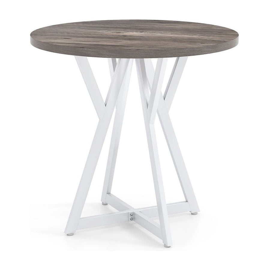 80cm Round Dining Table with Metal Pedestal Base and Adjustable Foot Pads-Natural