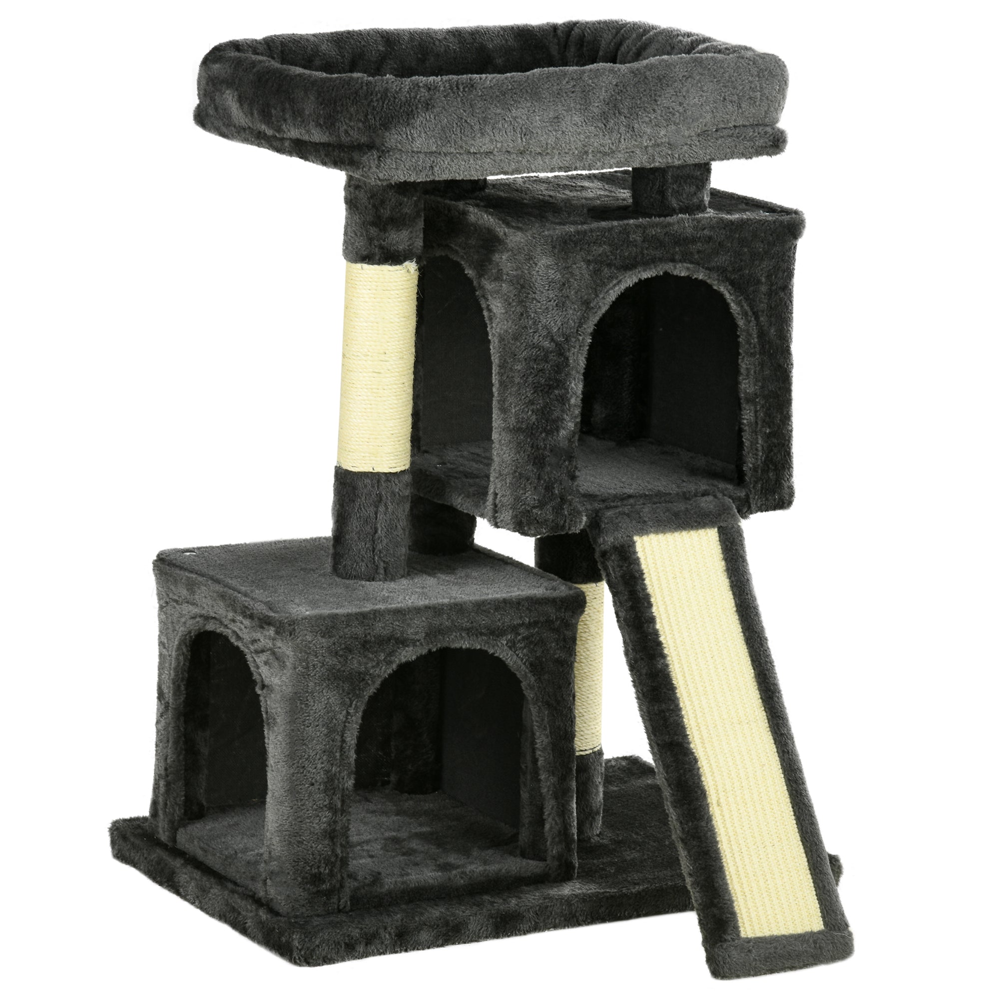 PawHut Cat Tree for Indoor Cats 83cm Cat Scratching Post Scratch Board Kitten Tower Climbing Frame Black
