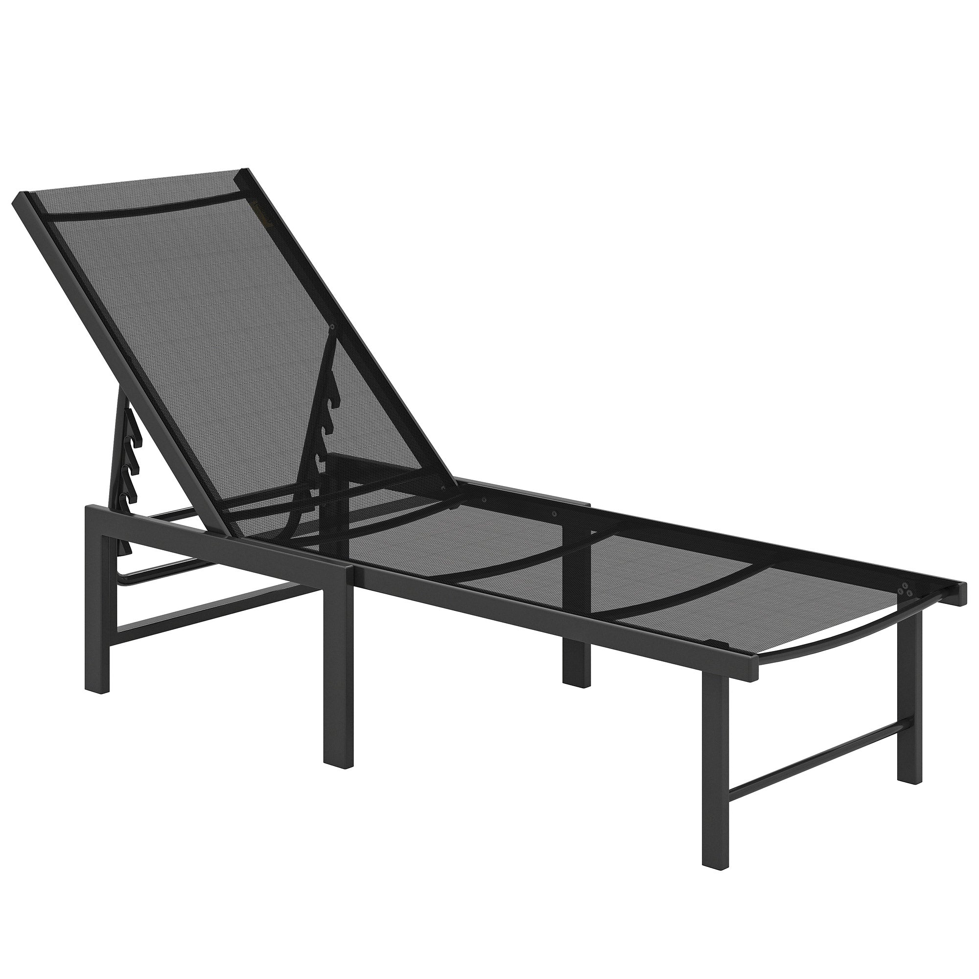 Outsunny Reclining Sun Lounger - Black