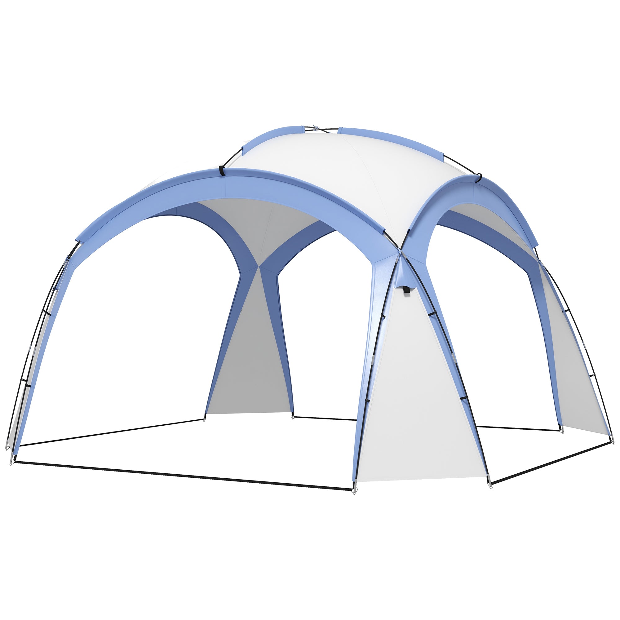 Outsunny 3.5 x 3.5M Camping Gazebo, Outdoor Event Shelter Dome Tent Garden Sun Shelter Patio Spire Arc Pavilion Camp Sun Shade Tent for 6-8 Person, Light Blue