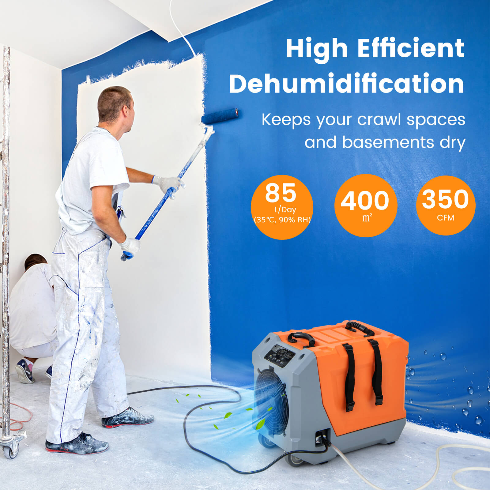 85 L/Day Commercial Dehumidifier with Auto Defrost-Orange