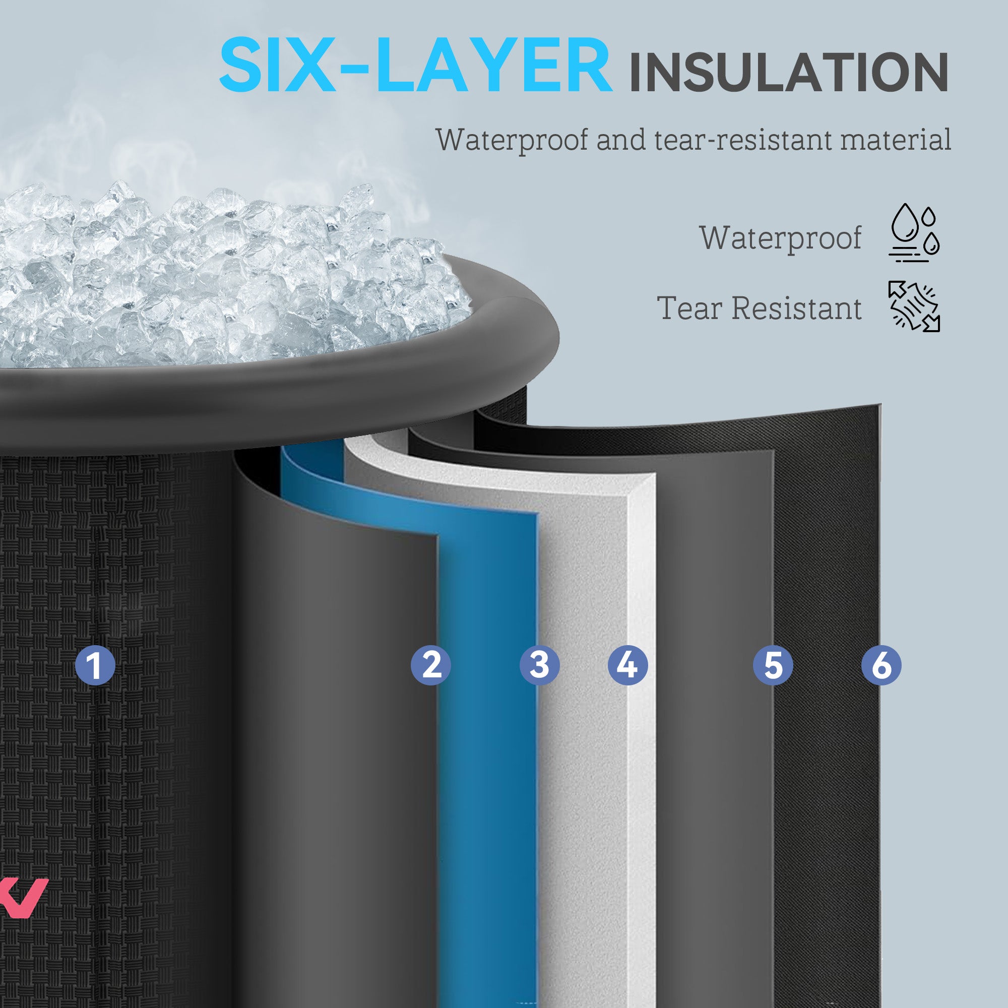 SPORTNOW 300L Outdoor Ice Bath Tub, with Lid, Cover, Carry Bag, Black