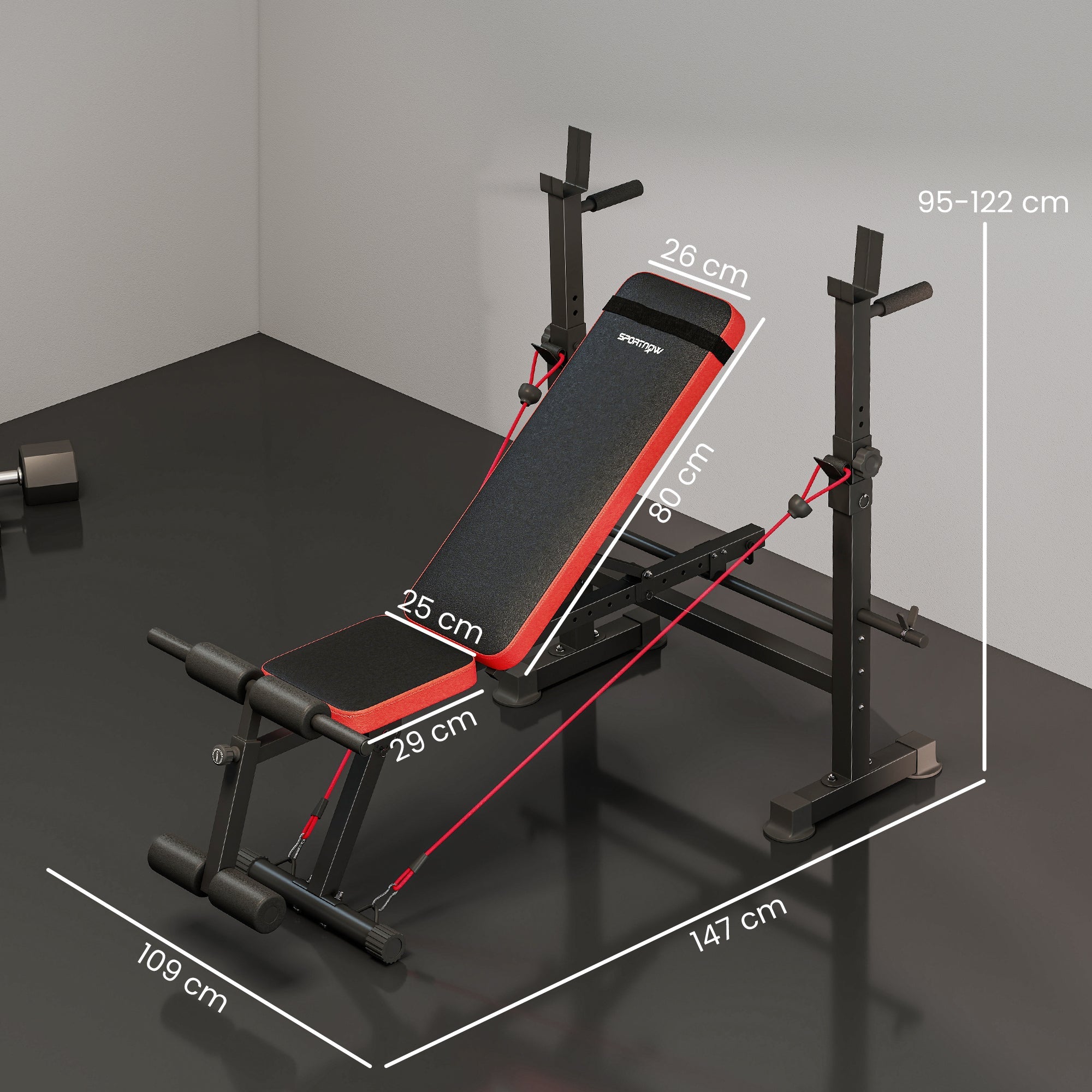 SPORTNOW Adjustable Weight Bench with Squat Rack and Dip Stand
