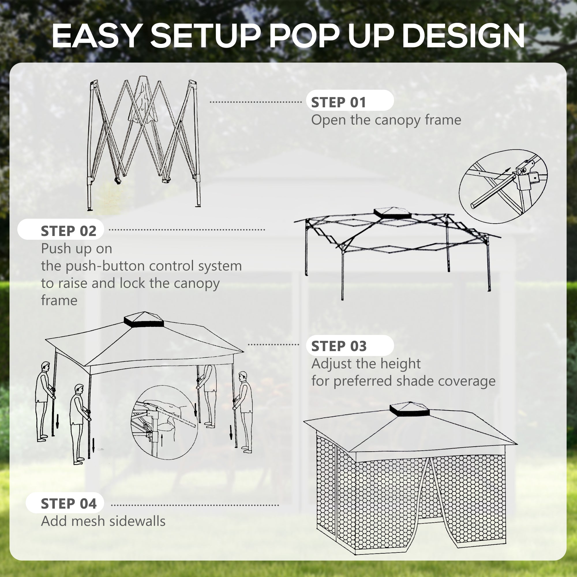 Outsunny 3 x 3(m) Pop Up Gazebo, Double-roof Garden Tent with Netting and Carry Bag, Party Event Shelter for Outdoor Patio, Dark Grey
