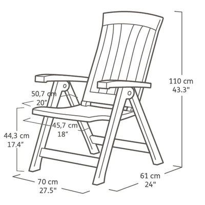 Keter Reclining Garden Chairs Corsica 2 pcs Brown