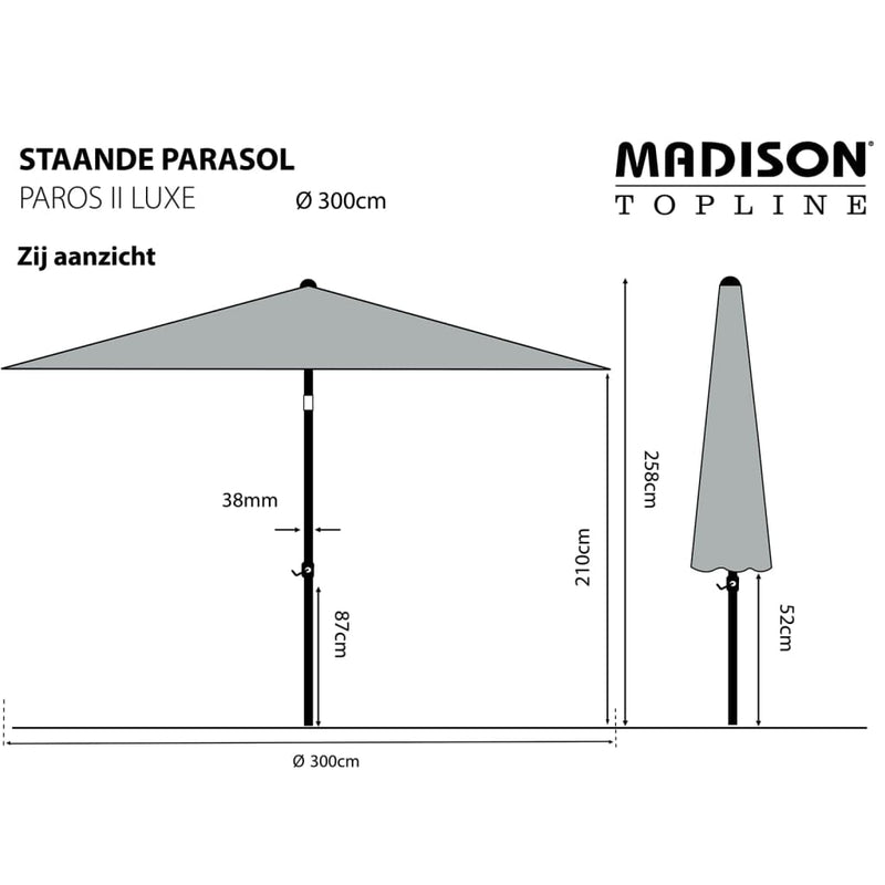 Madison Parasol Paros II Luxe 300 cm Grey