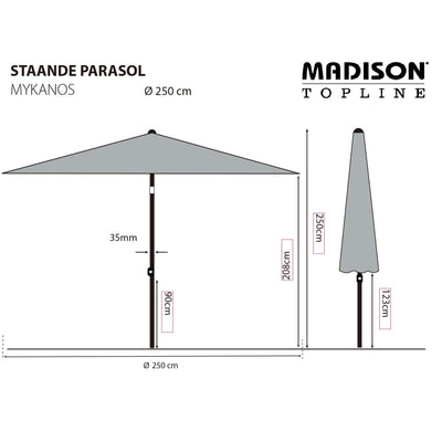 Madison Parasol Mykanos 250 cm Grey