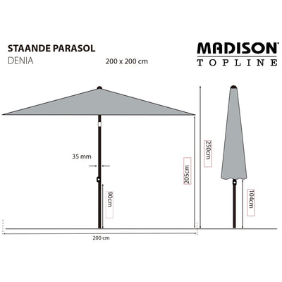 Madison Parasol Denia 200x200 cm Grey