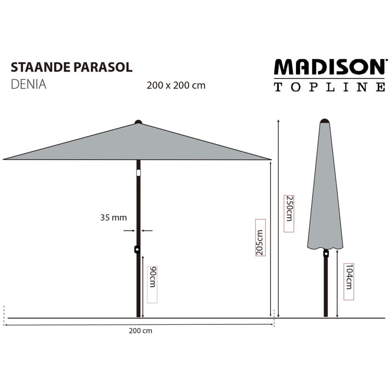 Madison Parasol Denia 200x200 cm Grey