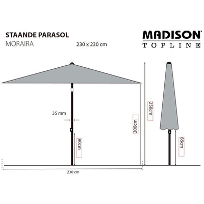 Madison Parasol Moraira 230x230 cm Grey