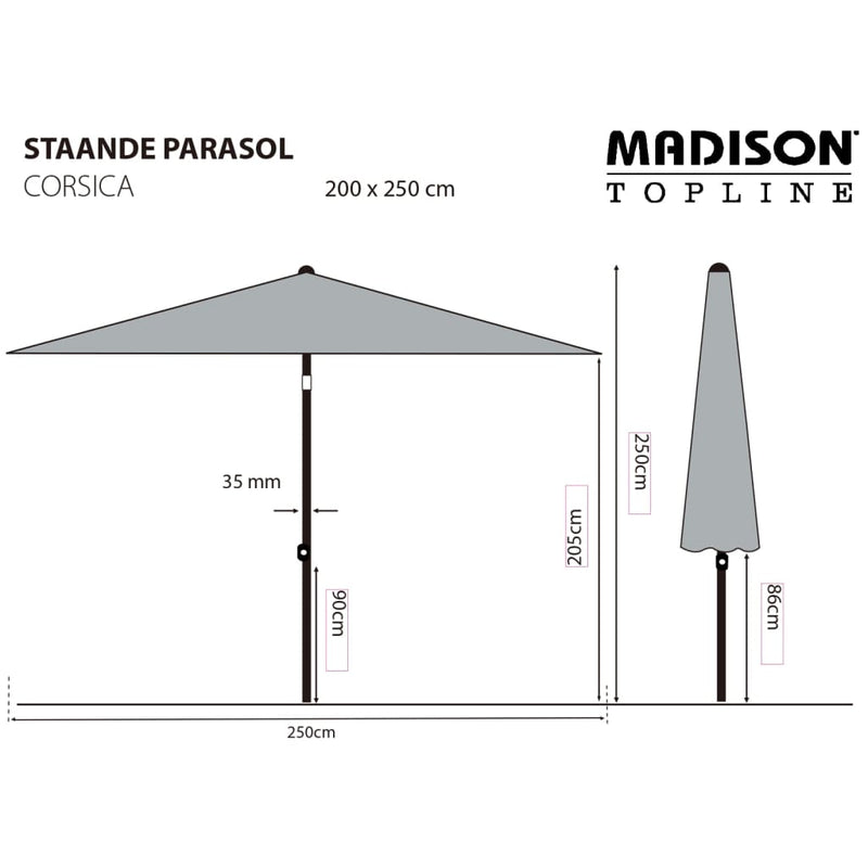 Madison Parasol Corsica 200x250 cm Taupe