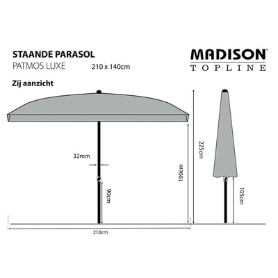 Madison Parasol Patmos Luxe Rectangle 210x140 cm Sapphire Blue