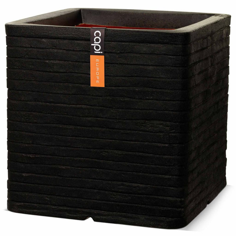 Capi Planter Nature Row Square 40x40 cm Black PKBLRO903