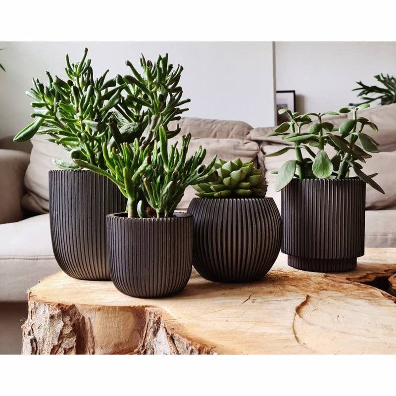 Capi 4 Piece Planter Set Groove Anthracite