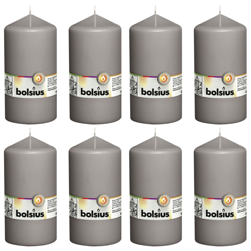 Bolsius Pillar Candles 8 pcs 150x78 mm Warm Grey