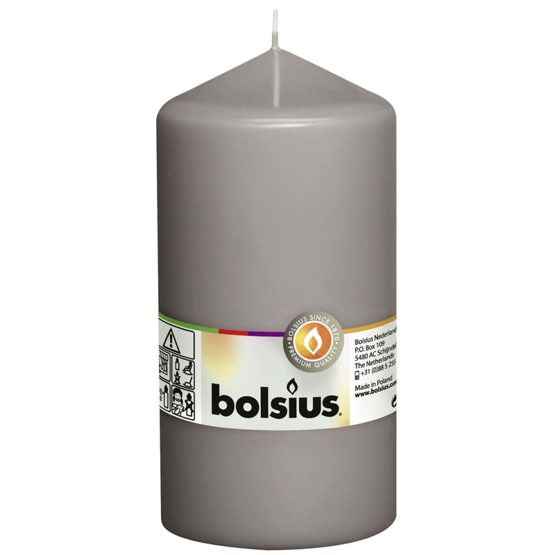 Bolsius Pillar Candles 8 pcs 150x78 mm Warm Grey