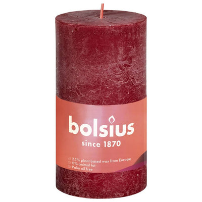 Bolsius Rustic Pillar Candles Shine 8 pcs 100x50 mm Velvet Red