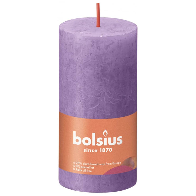 Bolsius Rustic Pillar Candles Shine 8 pcs 100x50 mm Vibrant Violet