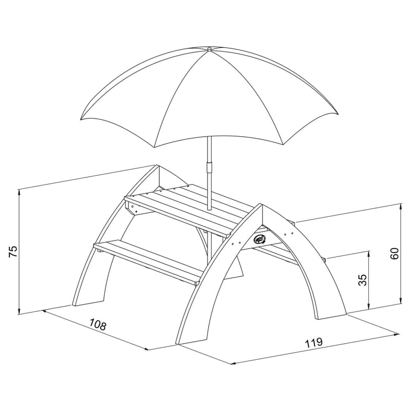 AXI Children Picnic Table Kylo with Parasol XL White and Grey