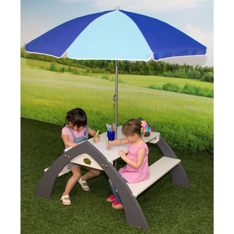 AXI Children Picnic Table Kylo with Parasol XL White and Grey