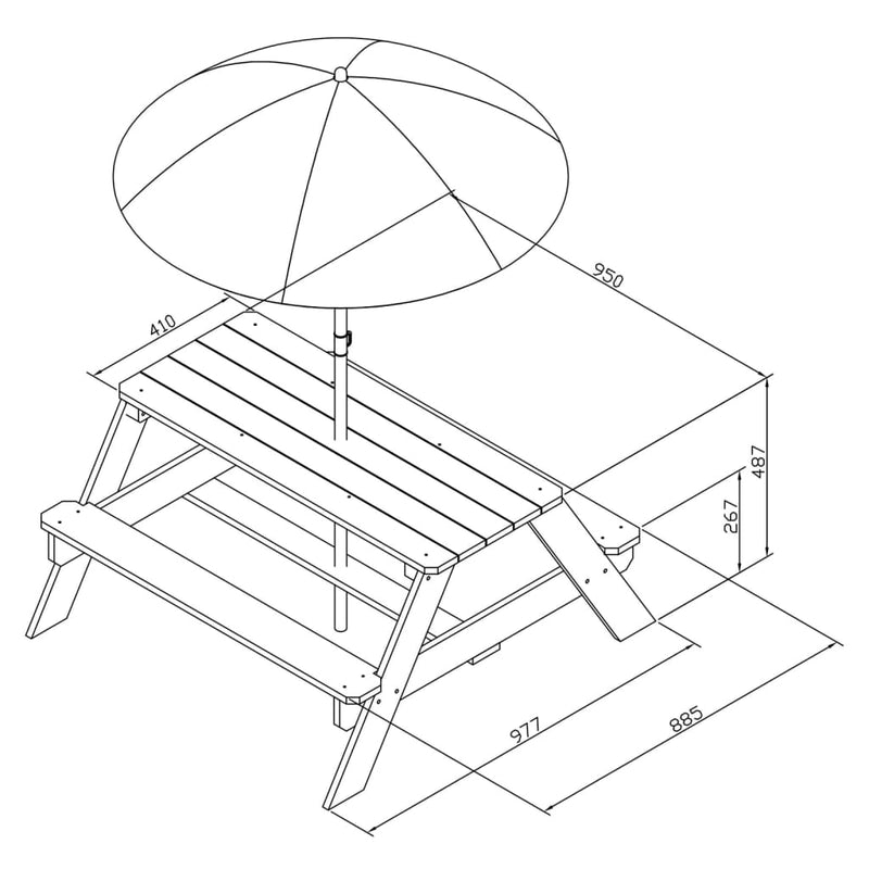 AXI Children Picnic Table Nick with Umbrella Brown