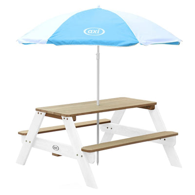 AXI Children Picnic Table Nick with Umbrella Brown and White