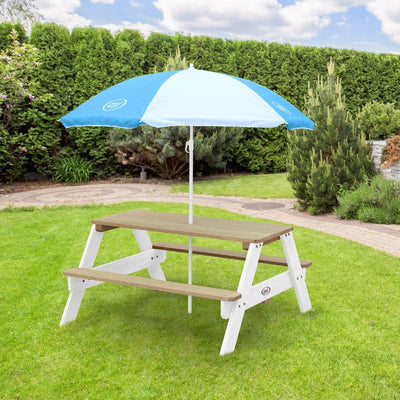 AXI Children Picnic Table Nick with Umbrella Brown and White