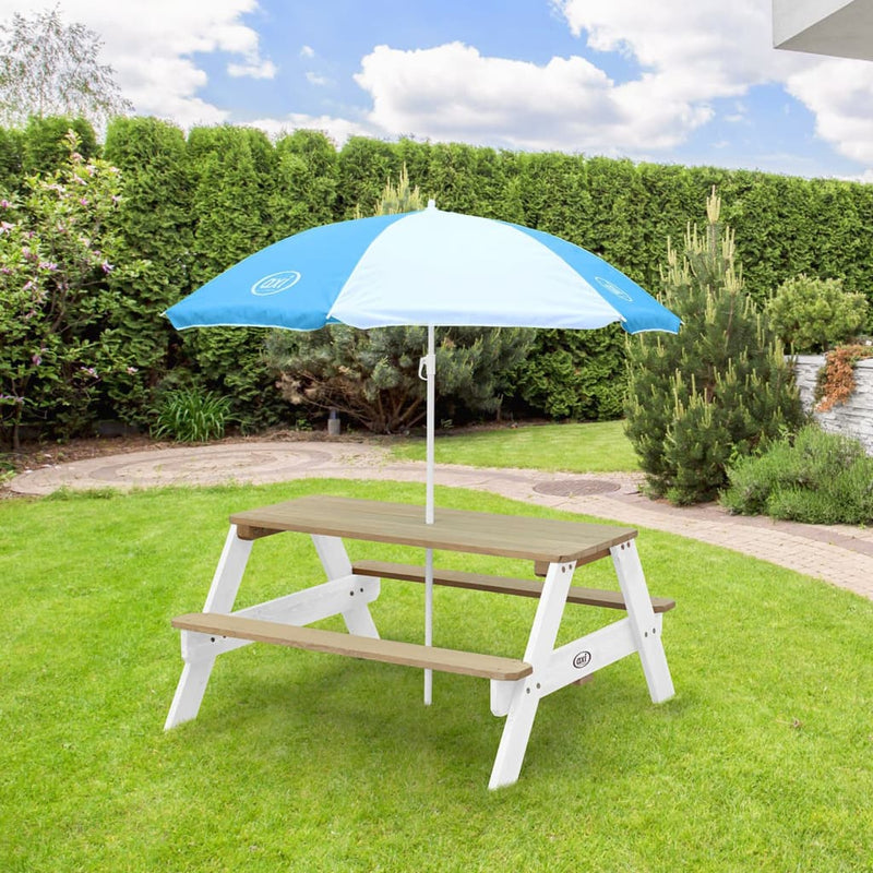 AXI Children Picnic Table Nick with Umbrella Brown and White