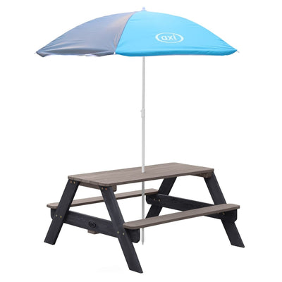 AXI Children Picnic Table Nick with Umbrella Brown and Grey