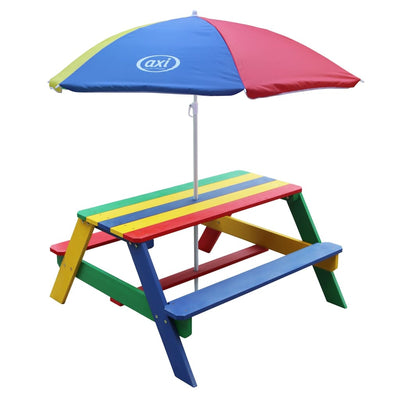 AXI Children Picnic Table Nick with Umbrella Rainbow